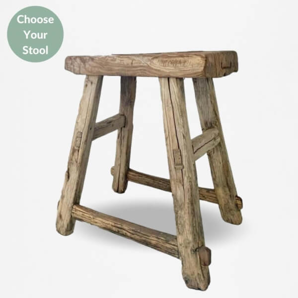 Driftwood Antique Elm Rustic Stool (45-55cm)